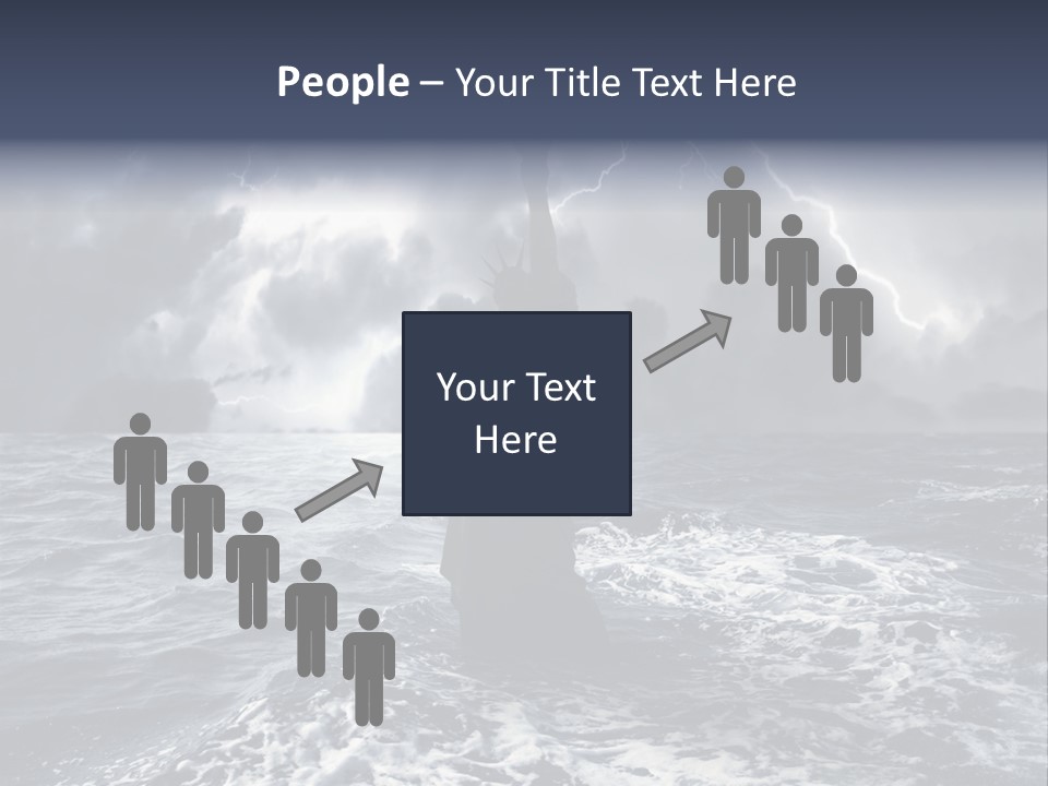 A Statue Of Liberty In The Middle Of The Ocean PowerPoint Template