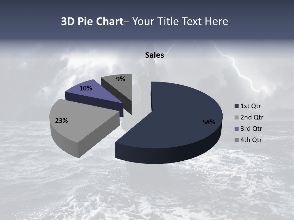 A Statue Of Liberty In The Middle Of The Ocean PowerPoint Template