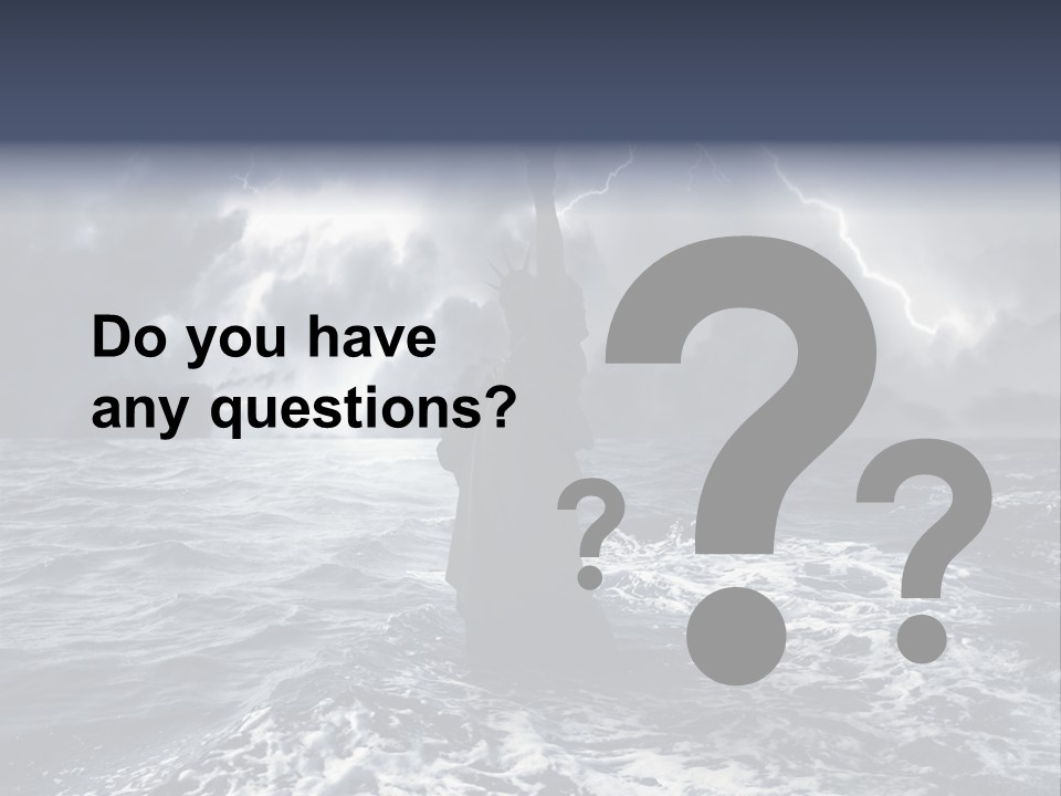 A Statue Of Liberty In The Middle Of The Ocean PowerPoint Template