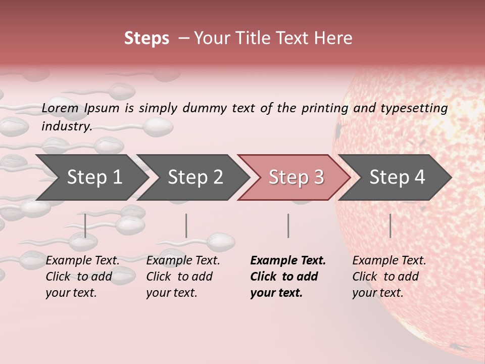 Cartoon Illustrating Male Sperm Cells Fertilizing A Female Egg PowerPoint Template