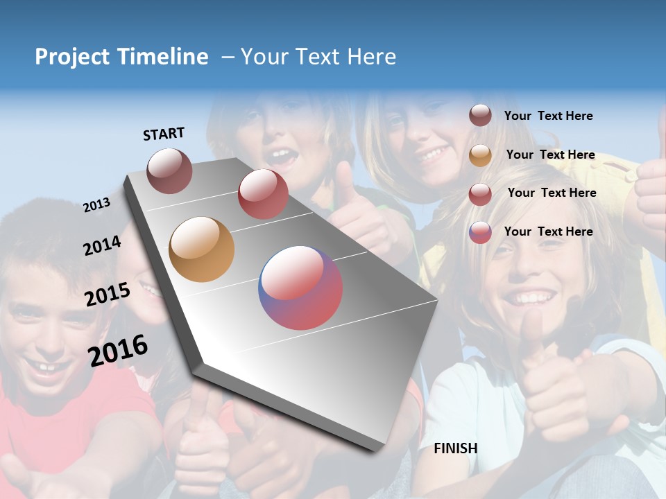 Happy Kids With Thumbs Up PowerPoint Template