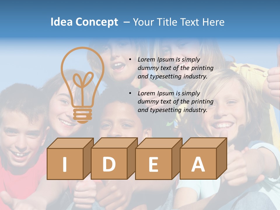 Happy Kids With Thumbs Up PowerPoint Template