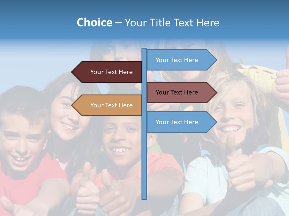 Happy Kids With Thumbs Up PowerPoint Template