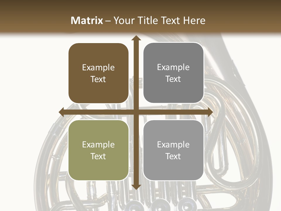 A Gold Brass French Horn Isolated Against A White Background In The Horizontal Format. PowerPoint Template