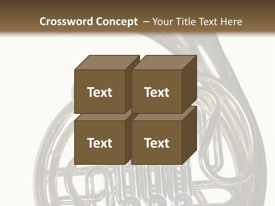 A Gold Brass French Horn Isolated Against A White Background In The Horizontal Format. PowerPoint Template