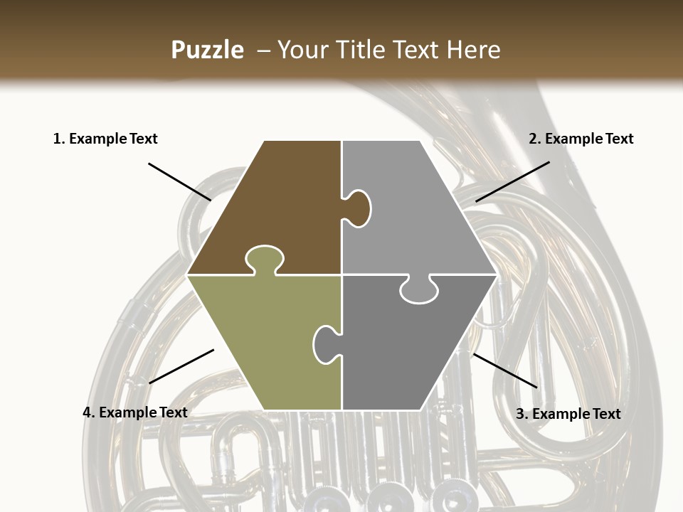 A Gold Brass French Horn Isolated Against A White Background In The Horizontal Format. PowerPoint Template