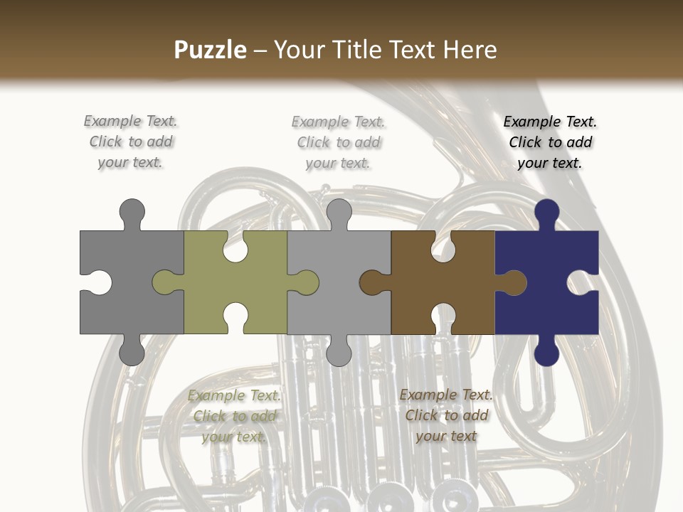 A Gold Brass French Horn Isolated Against A White Background In The Horizontal Format. PowerPoint Template