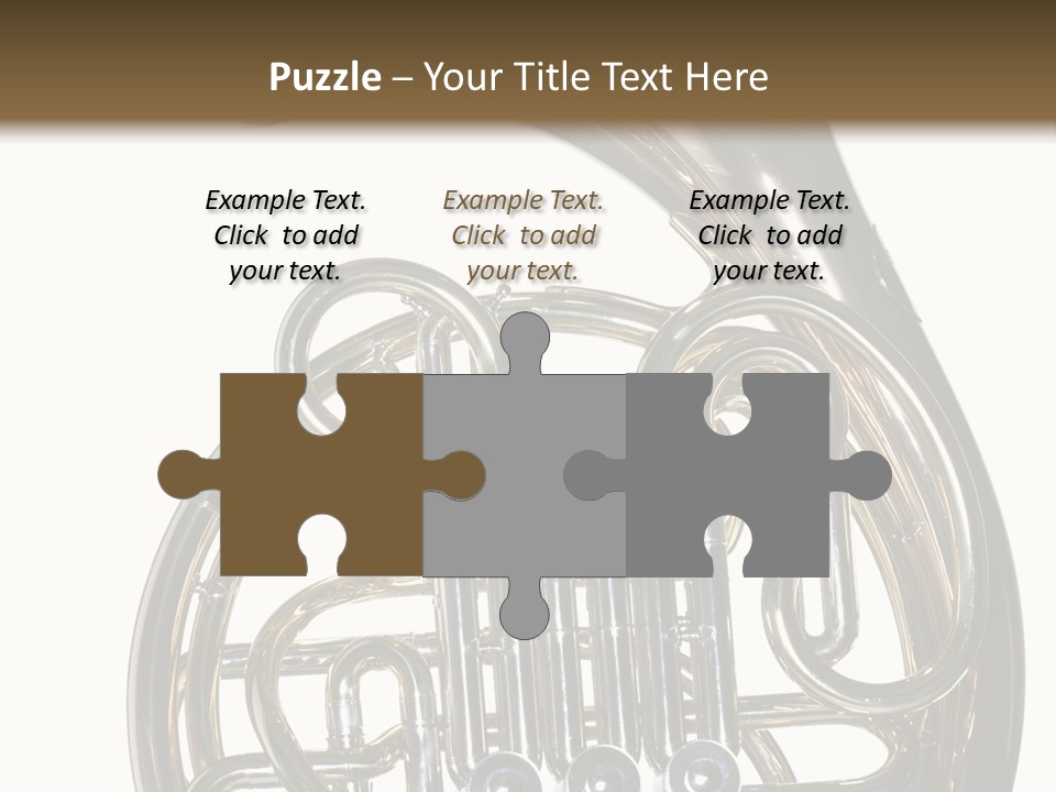 A Gold Brass French Horn Isolated Against A White Background In The Horizontal Format. PowerPoint Template