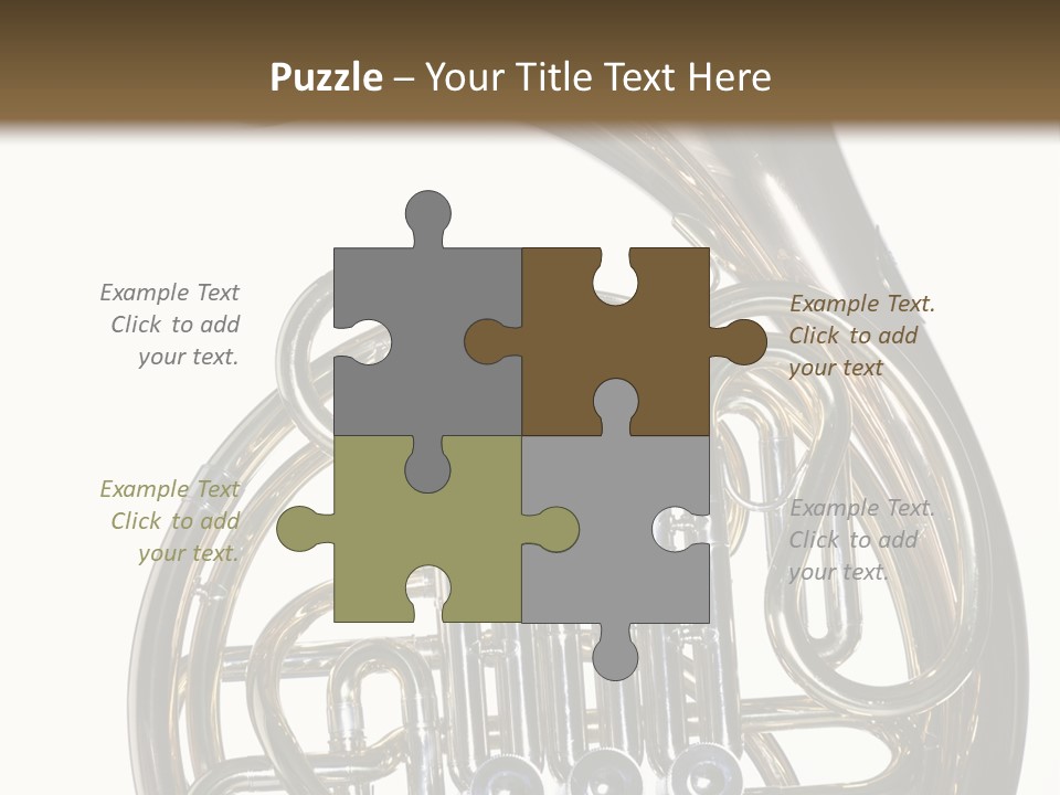 A Gold Brass French Horn Isolated Against A White Background In The Horizontal Format. PowerPoint Template