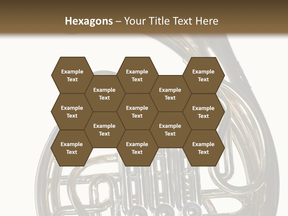 A Gold Brass French Horn Isolated Against A White Background In The Horizontal Format. PowerPoint Template