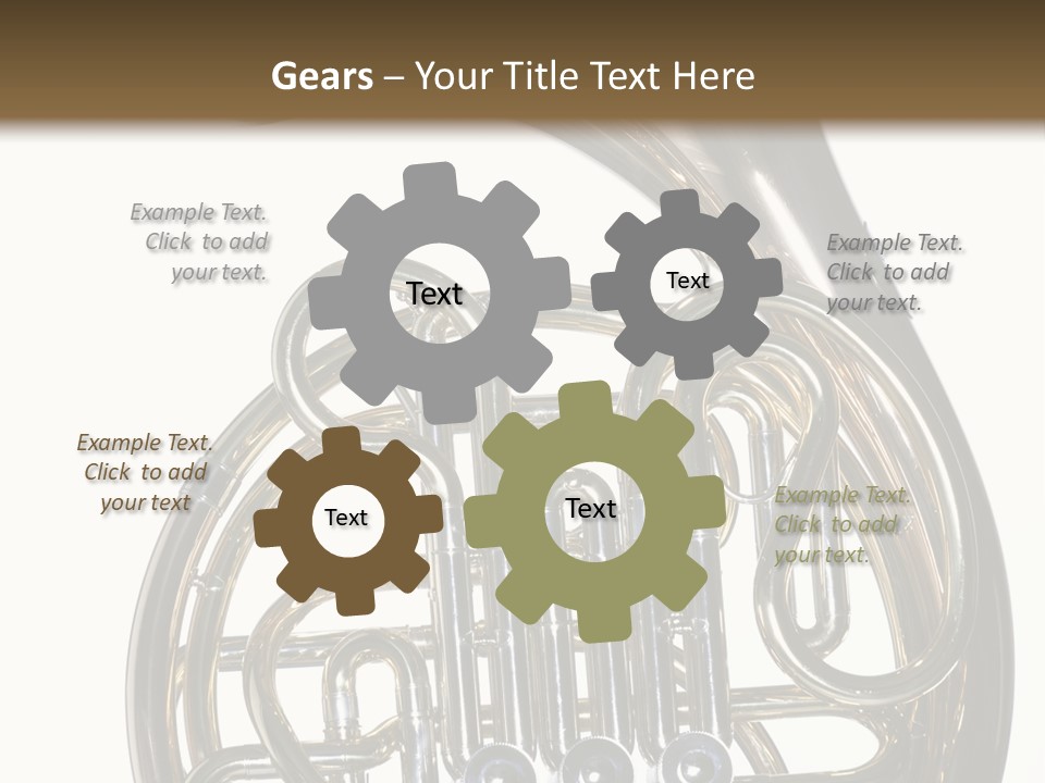 A Gold Brass French Horn Isolated Against A White Background In The Horizontal Format. PowerPoint Template