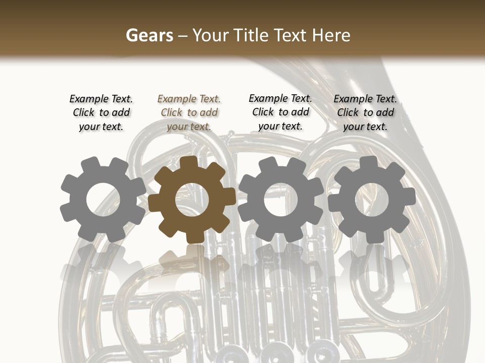 A Gold Brass French Horn Isolated Against A White Background In The Horizontal Format. PowerPoint Template