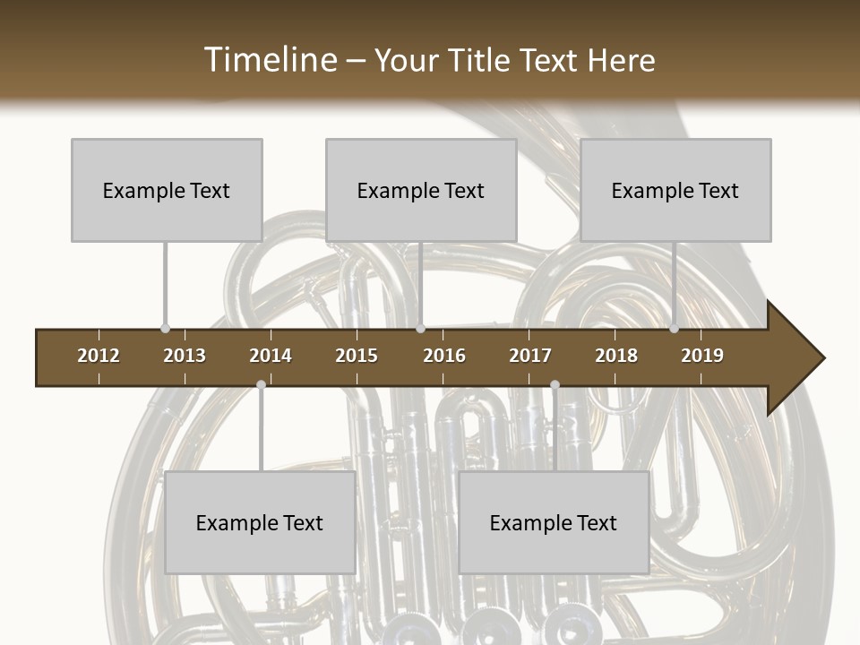 A Gold Brass French Horn Isolated Against A White Background In The Horizontal Format. PowerPoint Template