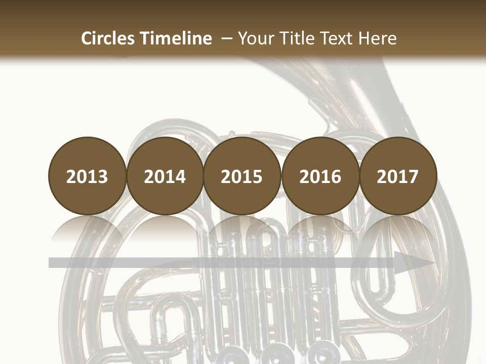 A Gold Brass French Horn Isolated Against A White Background In The Horizontal Format. PowerPoint Template