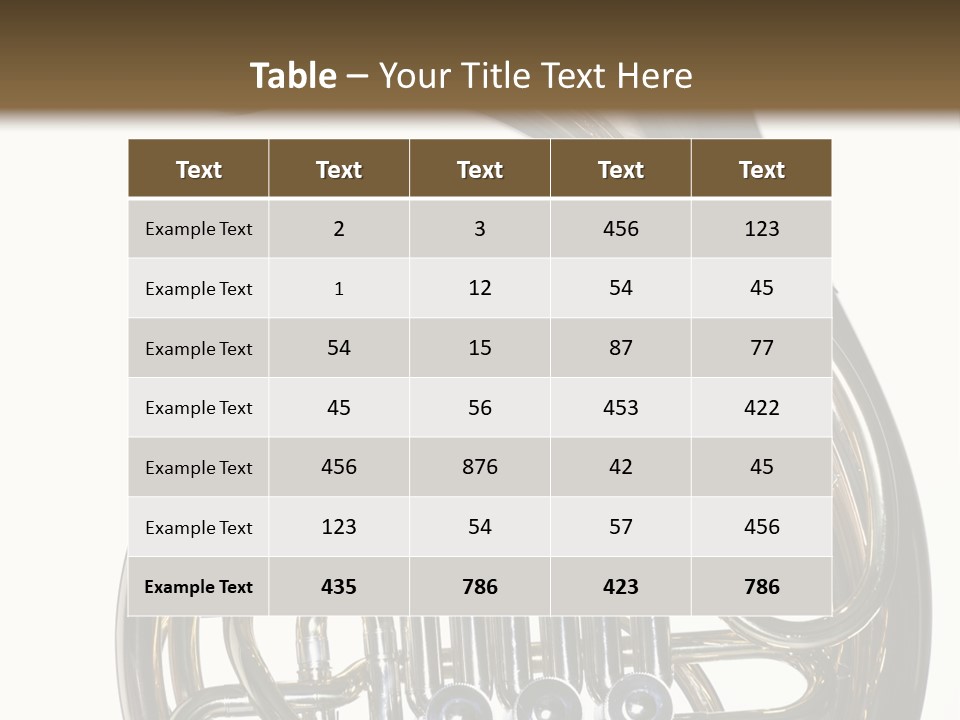 A Gold Brass French Horn Isolated Against A White Background In The Horizontal Format. PowerPoint Template