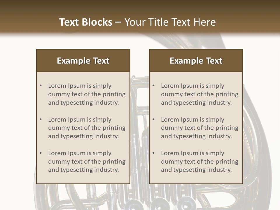 A Gold Brass French Horn Isolated Against A White Background In The Horizontal Format. PowerPoint Template