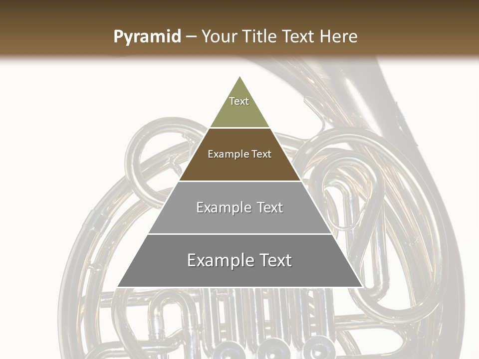 A Gold Brass French Horn Isolated Against A White Background In The Horizontal Format. PowerPoint Template