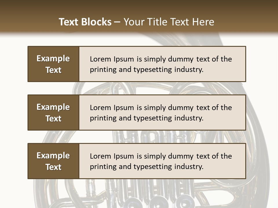 A Gold Brass French Horn Isolated Against A White Background In The Horizontal Format. PowerPoint Template