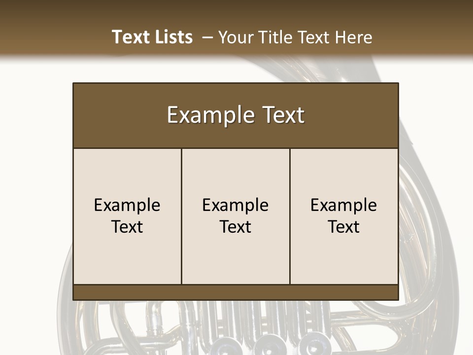 A Gold Brass French Horn Isolated Against A White Background In The Horizontal Format. PowerPoint Template