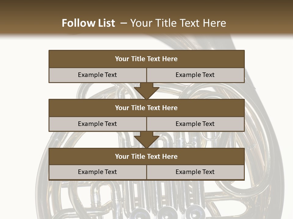 A Gold Brass French Horn Isolated Against A White Background In The Horizontal Format. PowerPoint Template