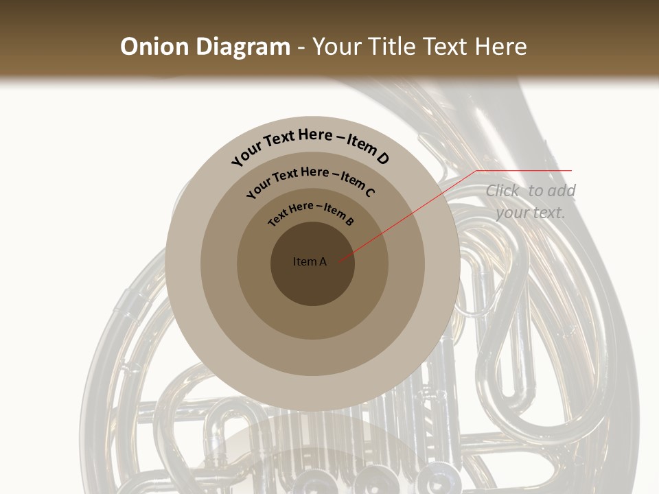 A Gold Brass French Horn Isolated Against A White Background In The Horizontal Format. PowerPoint Template