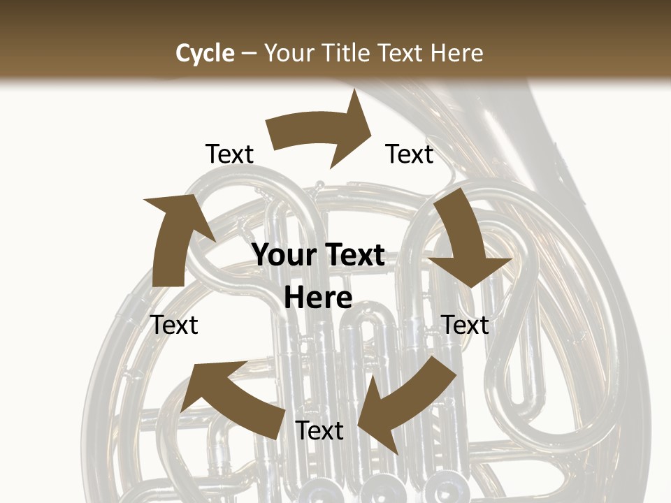 A Gold Brass French Horn Isolated Against A White Background In The Horizontal Format. PowerPoint Template