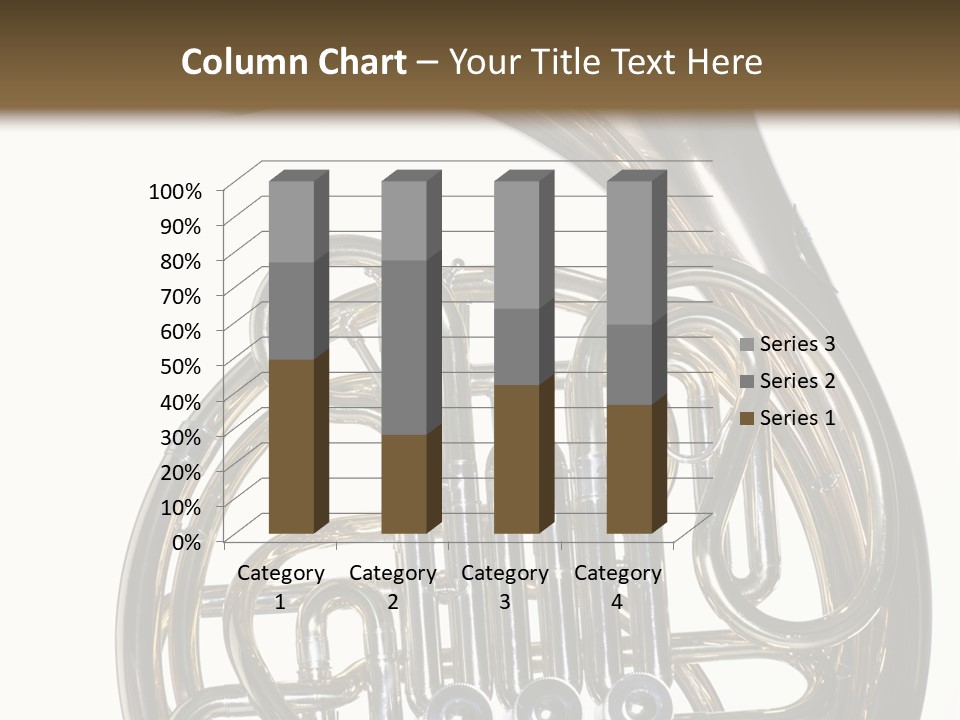 A Gold Brass French Horn Isolated Against A White Background In The Horizontal Format. PowerPoint Template