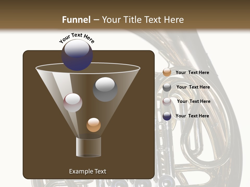 A Gold Brass French Horn Isolated Against A White Background In The Horizontal Format. PowerPoint Template