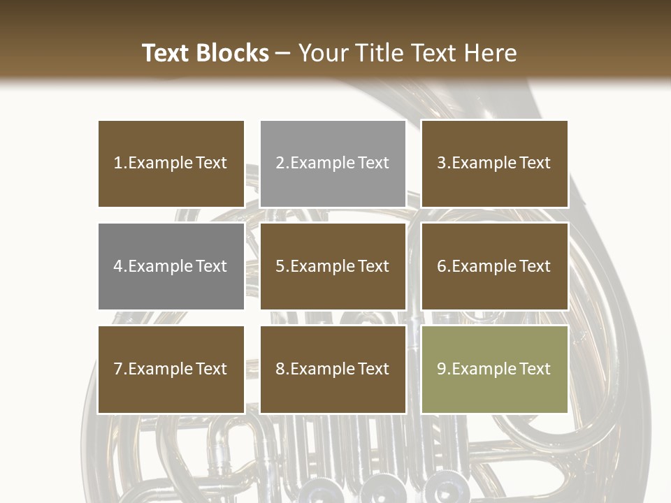 A Gold Brass French Horn Isolated Against A White Background In The Horizontal Format. PowerPoint Template