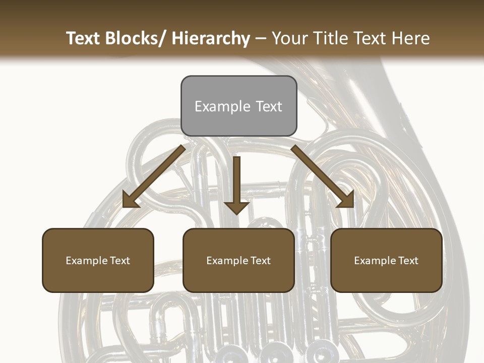A Gold Brass French Horn Isolated Against A White Background In The Horizontal Format. PowerPoint Template
