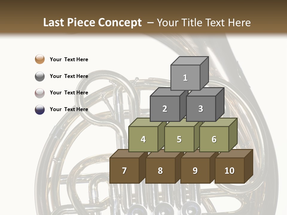 A Gold Brass French Horn Isolated Against A White Background In The Horizontal Format. PowerPoint Template