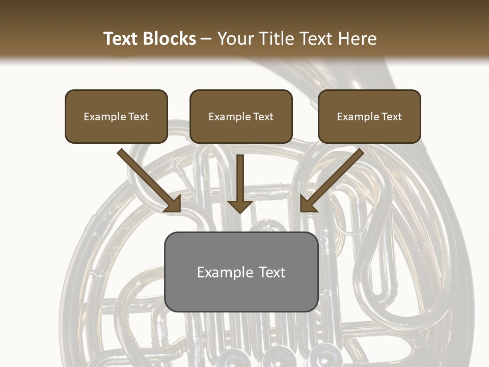 A Gold Brass French Horn Isolated Against A White Background In The Horizontal Format. PowerPoint Template