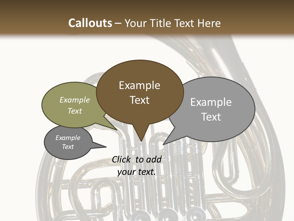 A Gold Brass French Horn Isolated Against A White Background In The Horizontal Format. PowerPoint Template