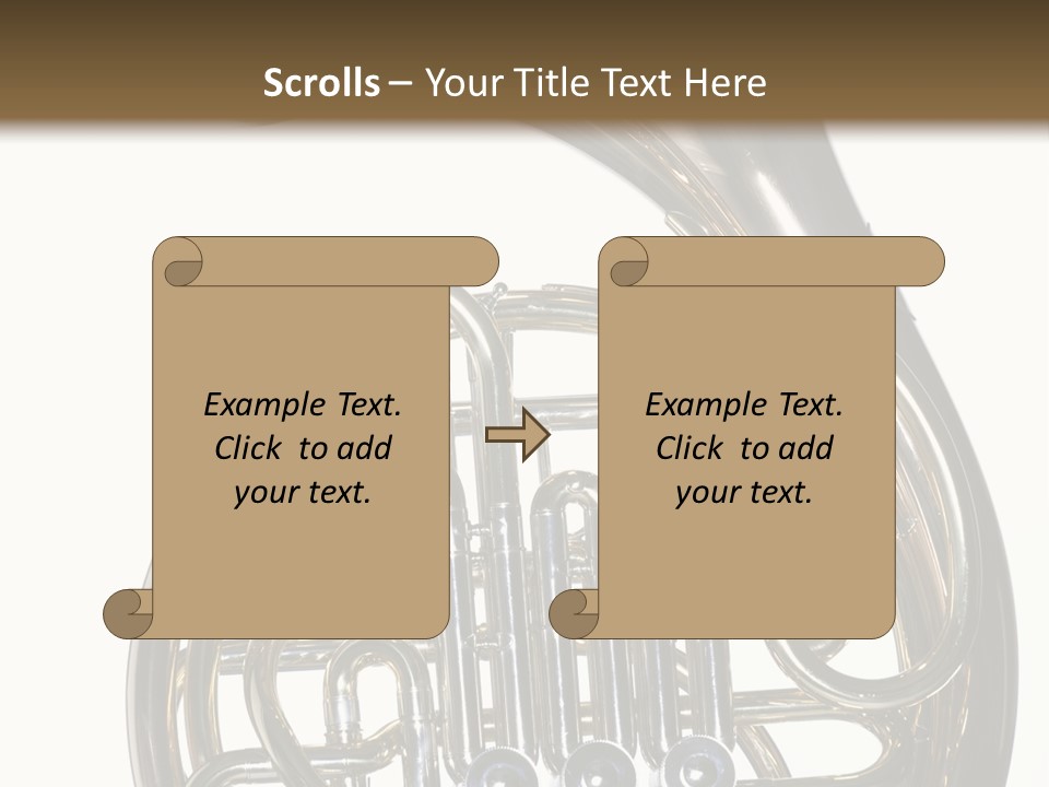 A Gold Brass French Horn Isolated Against A White Background In The Horizontal Format. PowerPoint Template