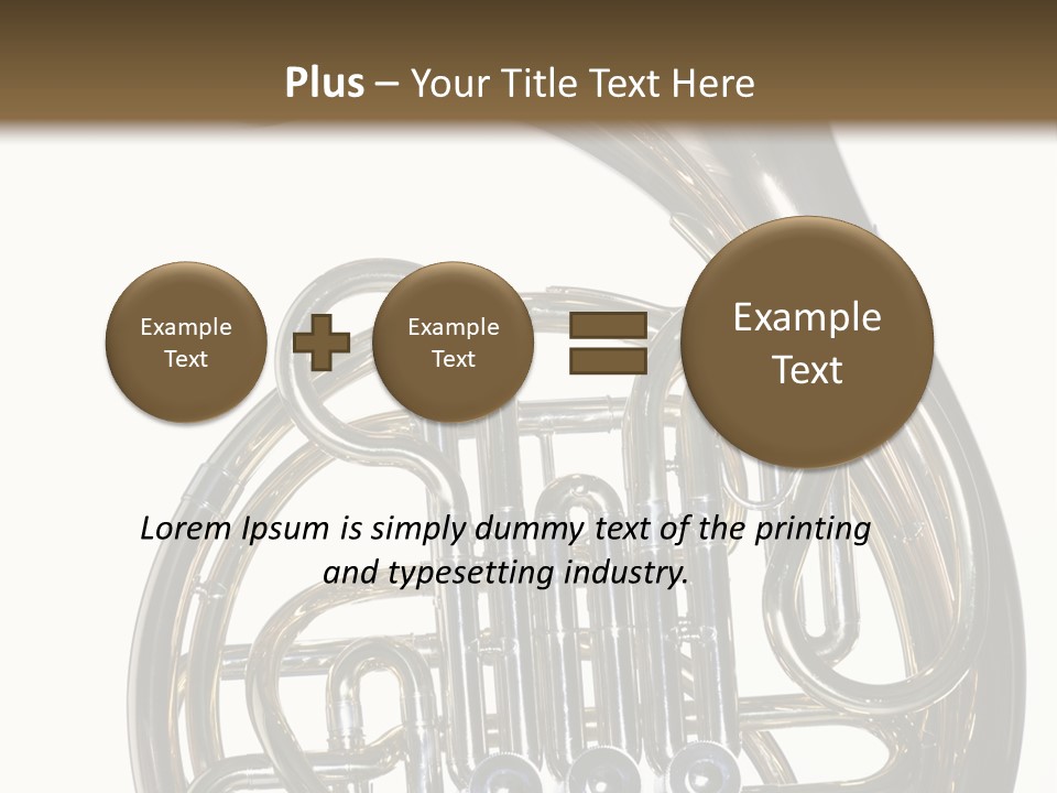 A Gold Brass French Horn Isolated Against A White Background In The Horizontal Format. PowerPoint Template