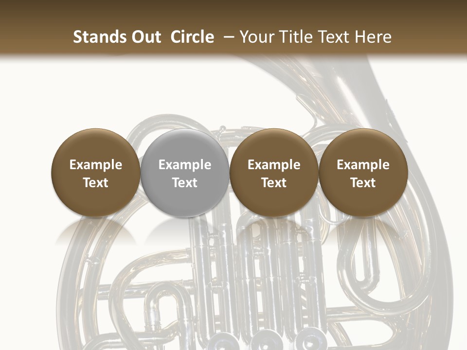 A Gold Brass French Horn Isolated Against A White Background In The Horizontal Format. PowerPoint Template