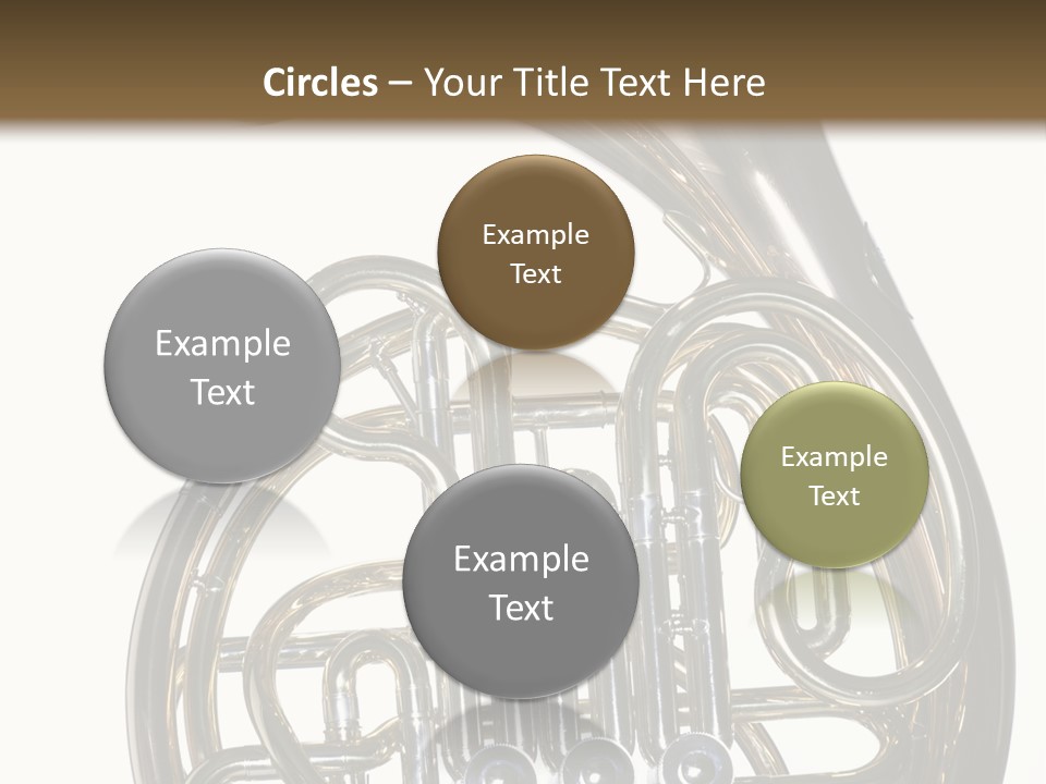 A Gold Brass French Horn Isolated Against A White Background In The Horizontal Format. PowerPoint Template