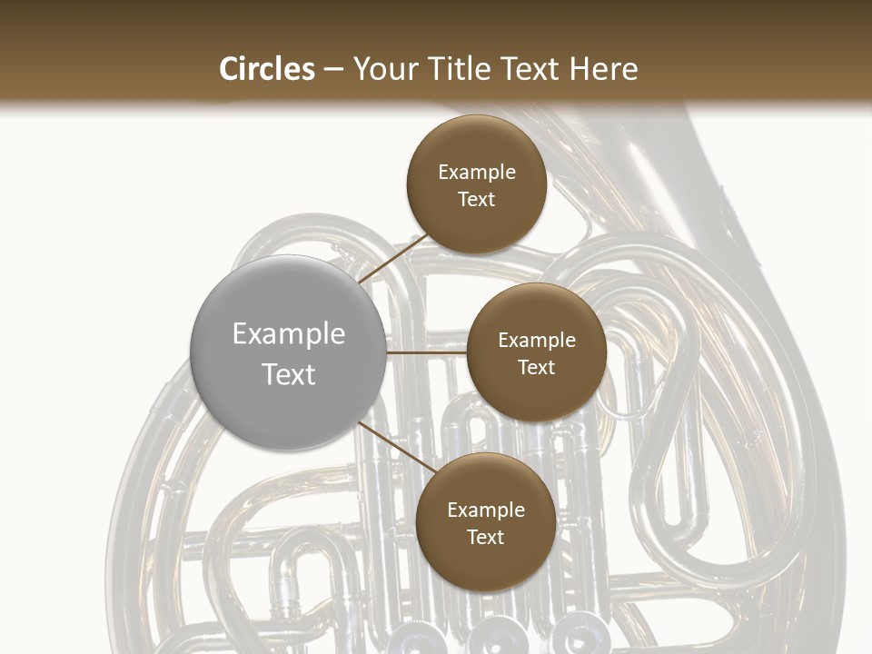 A Gold Brass French Horn Isolated Against A White Background In The Horizontal Format. PowerPoint Template