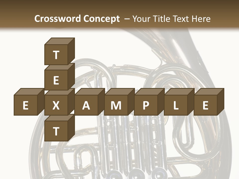 A Gold Brass French Horn Isolated Against A White Background In The Horizontal Format. PowerPoint Template