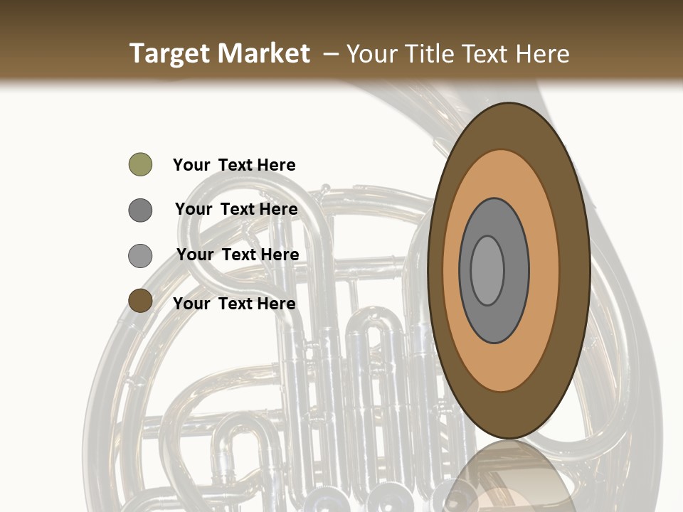 A Gold Brass French Horn Isolated Against A White Background In The Horizontal Format. PowerPoint Template