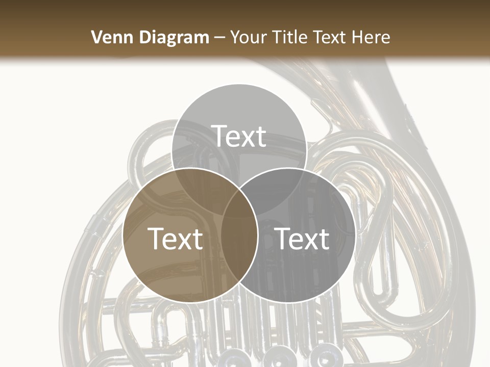 A Gold Brass French Horn Isolated Against A White Background In The Horizontal Format. PowerPoint Template