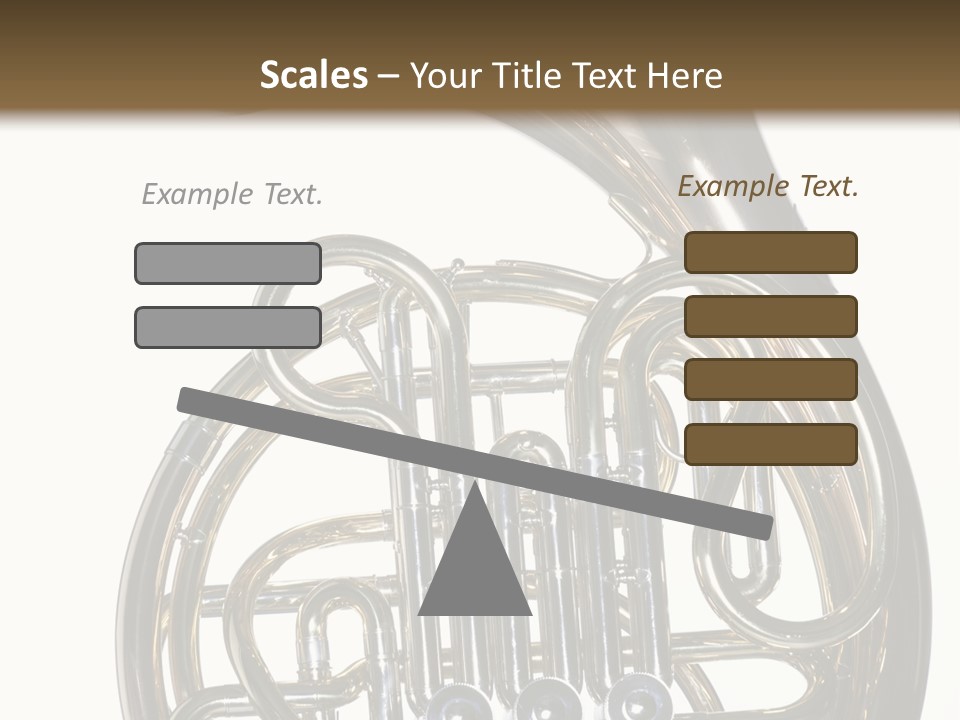 A Gold Brass French Horn Isolated Against A White Background In The Horizontal Format. PowerPoint Template