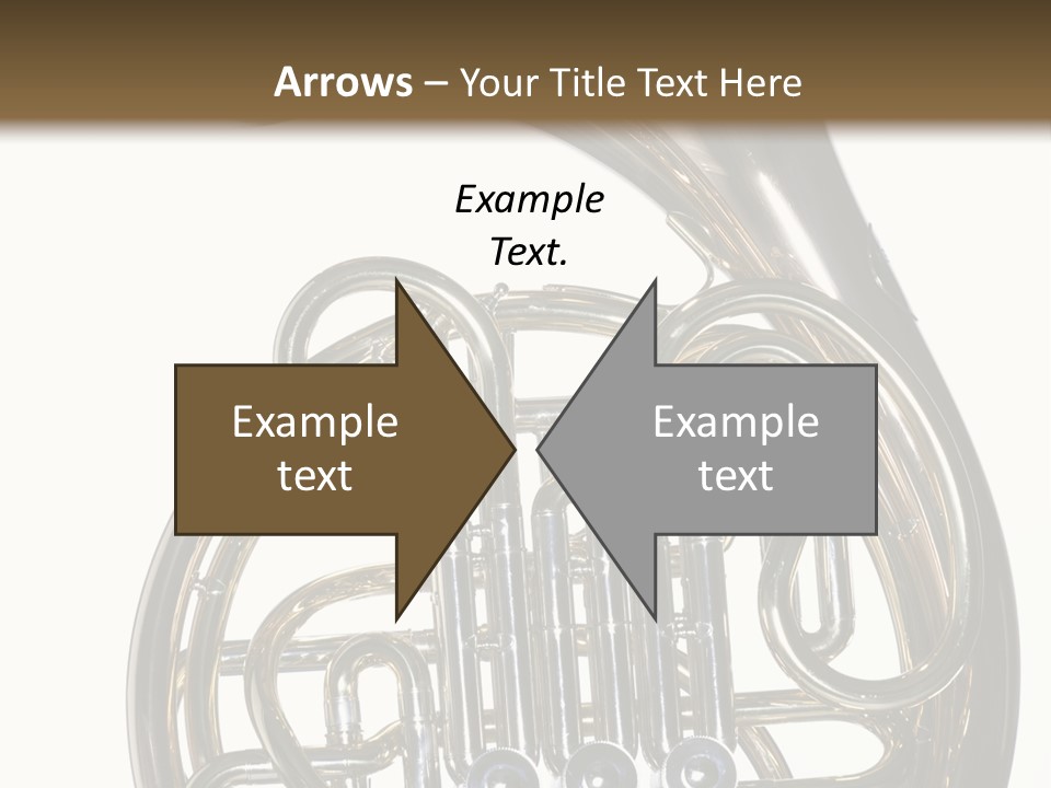 A Gold Brass French Horn Isolated Against A White Background In The Horizontal Format. PowerPoint Template