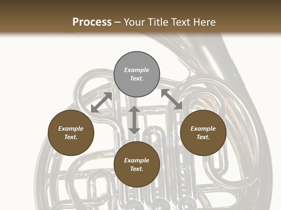 A Gold Brass French Horn Isolated Against A White Background In The Horizontal Format. PowerPoint Template