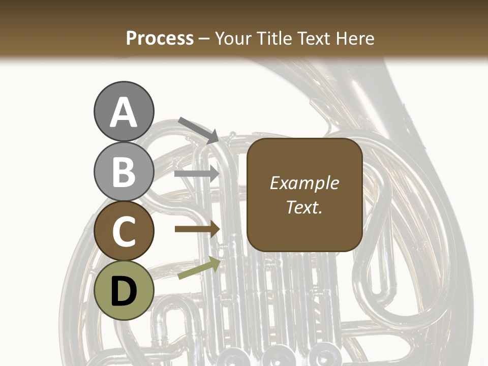 A Gold Brass French Horn Isolated Against A White Background In The Horizontal Format. PowerPoint Template