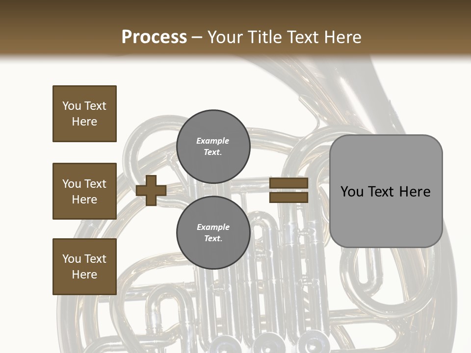 A Gold Brass French Horn Isolated Against A White Background In The Horizontal Format. PowerPoint Template