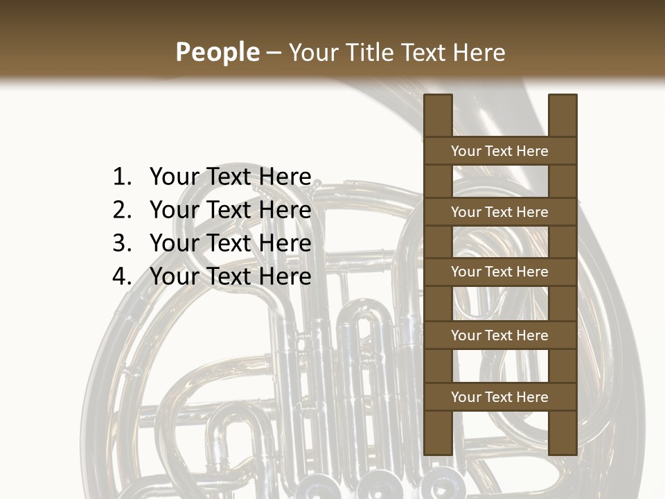 A Gold Brass French Horn Isolated Against A White Background In The Horizontal Format. PowerPoint Template