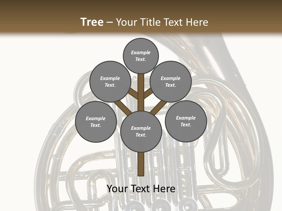 A Gold Brass French Horn Isolated Against A White Background In The Horizontal Format. PowerPoint Template