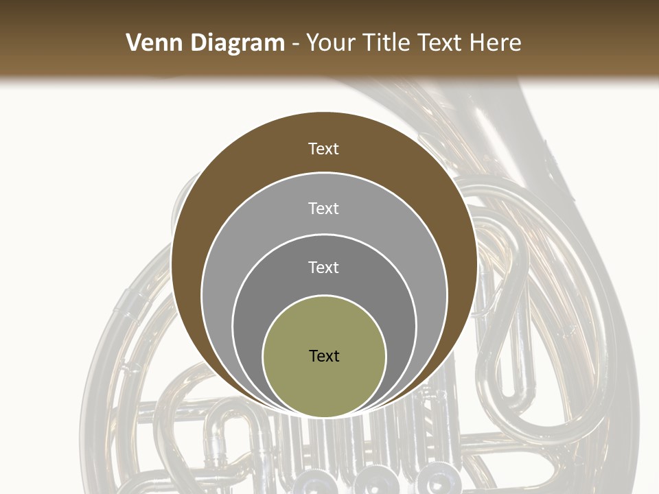 A Gold Brass French Horn Isolated Against A White Background In The Horizontal Format. PowerPoint Template