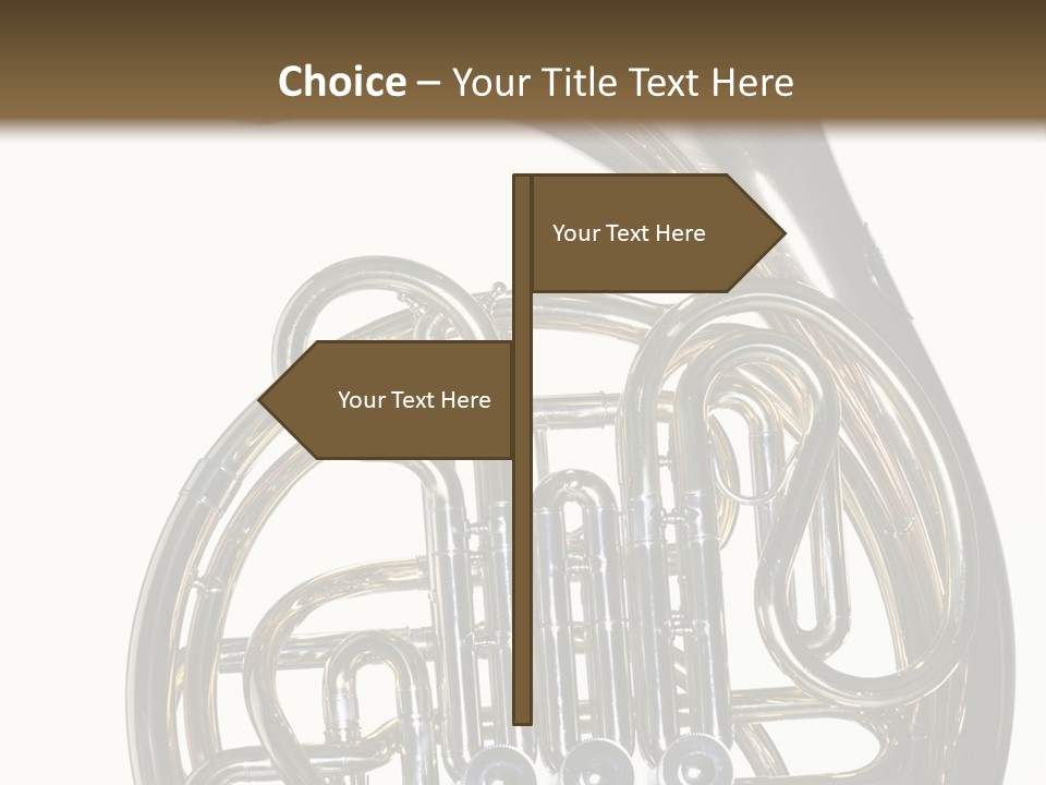 A Gold Brass French Horn Isolated Against A White Background In The Horizontal Format. PowerPoint Template
